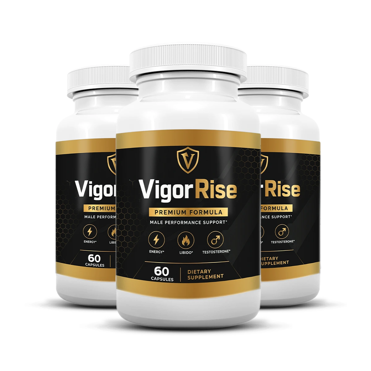 VigorRise supplement bottles - men's vitality formula